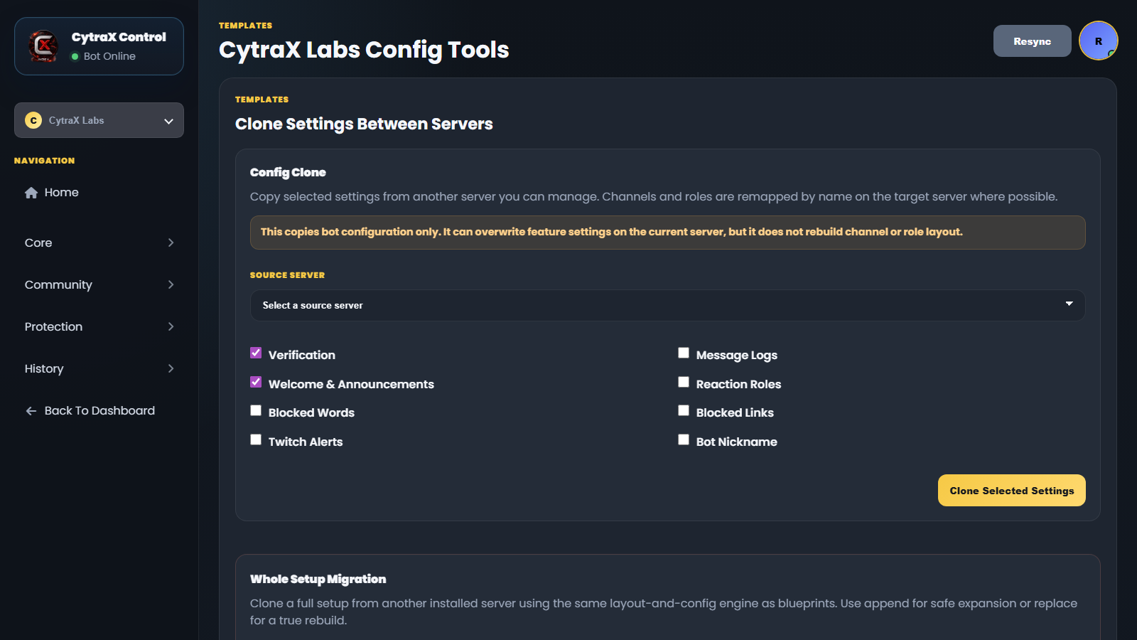 Config tools panel screenshot